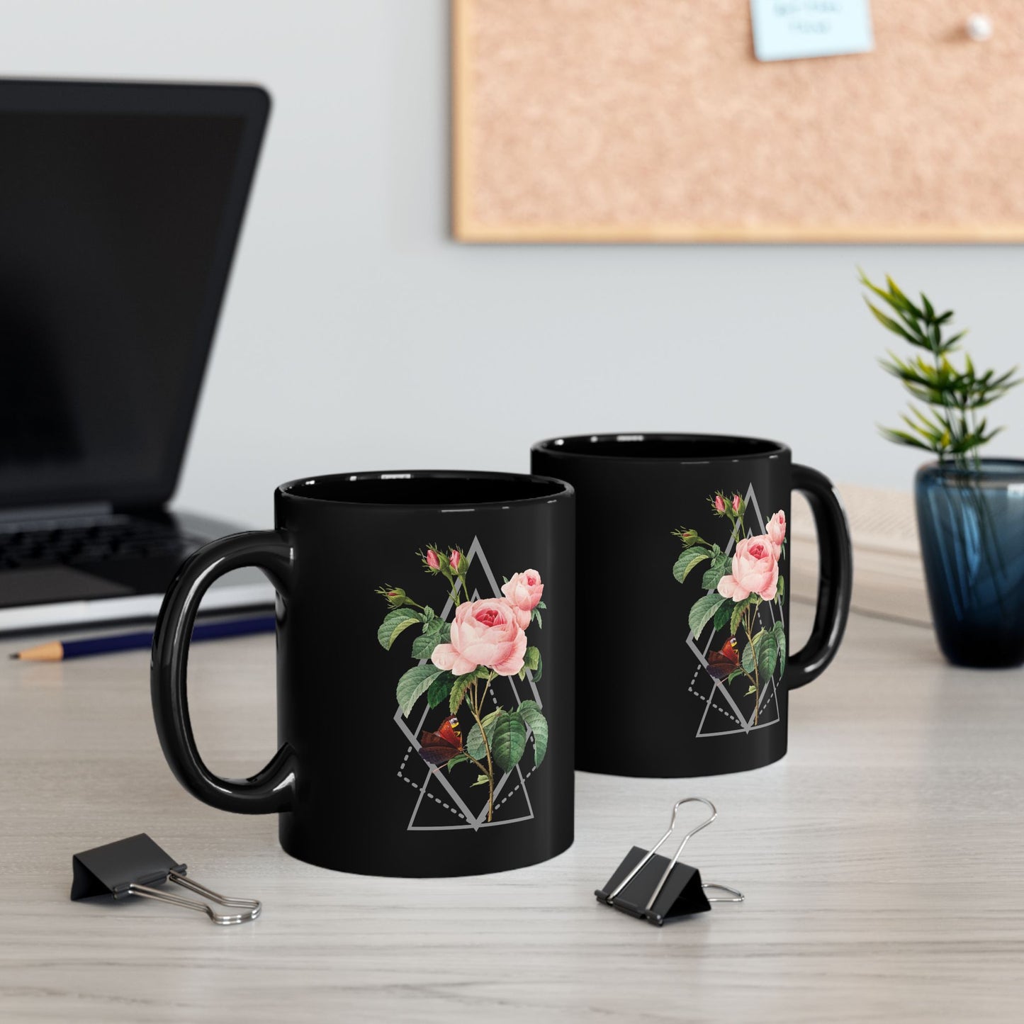 Boho Floral Coffee Mug - Hand-Painted Ceramic Cup, Cute Bohemian Design