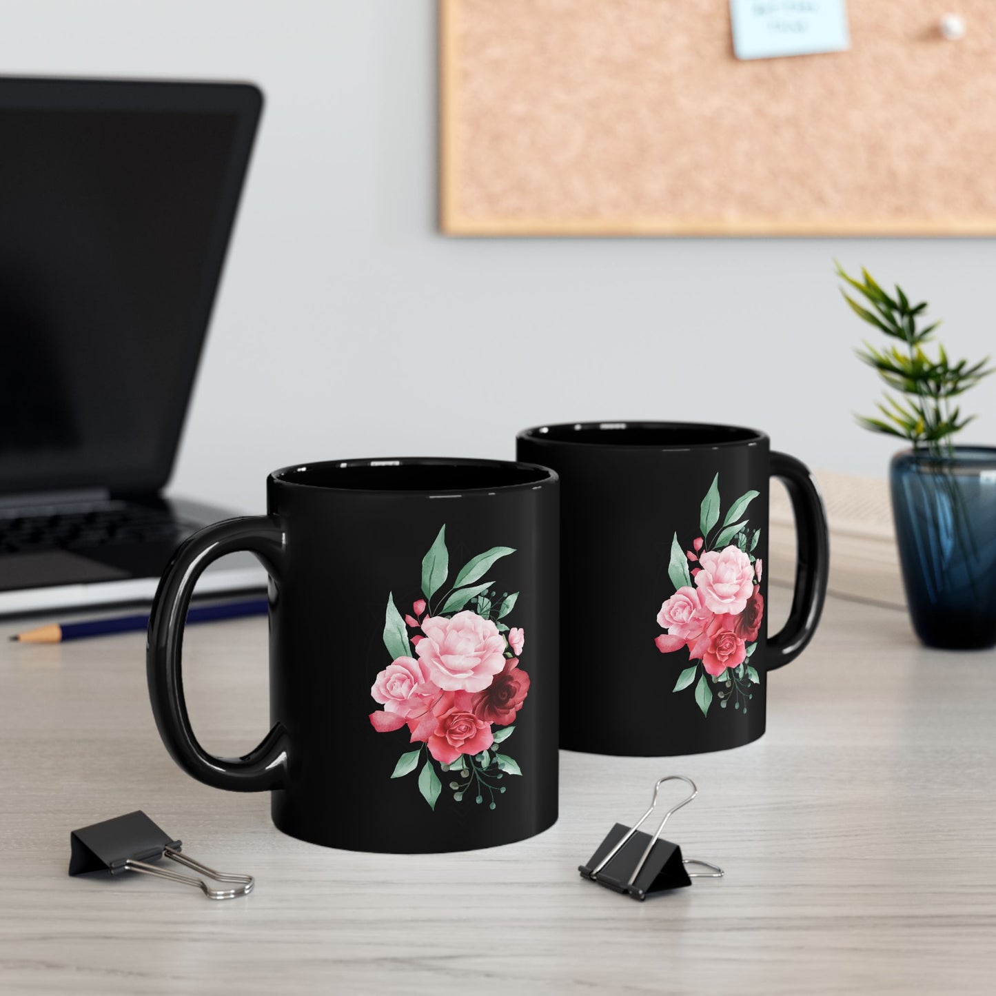 Boho Floral Coffee Mug - Hand-Painted Ceramic Cup, Cute Bohemian Design