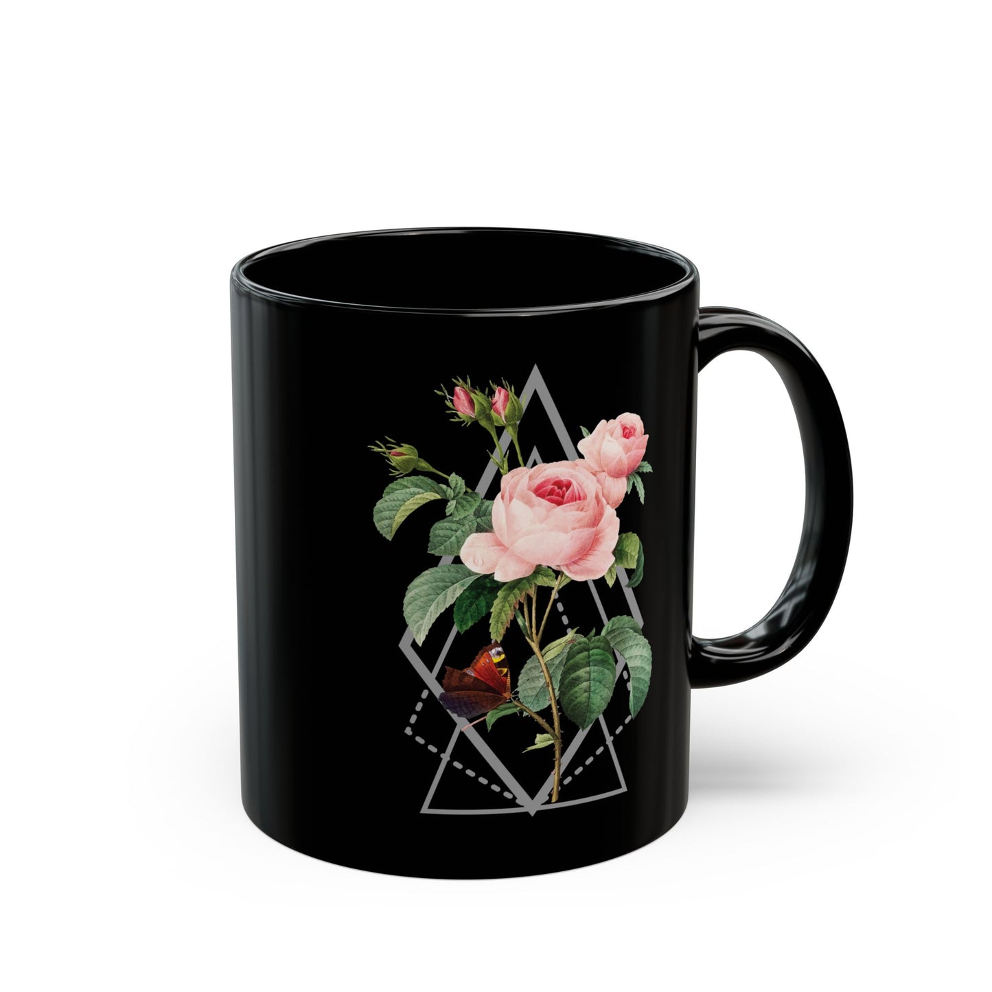 Boho Floral Coffee Mug - Hand-Painted Ceramic Cup, Cute Bohemian Design