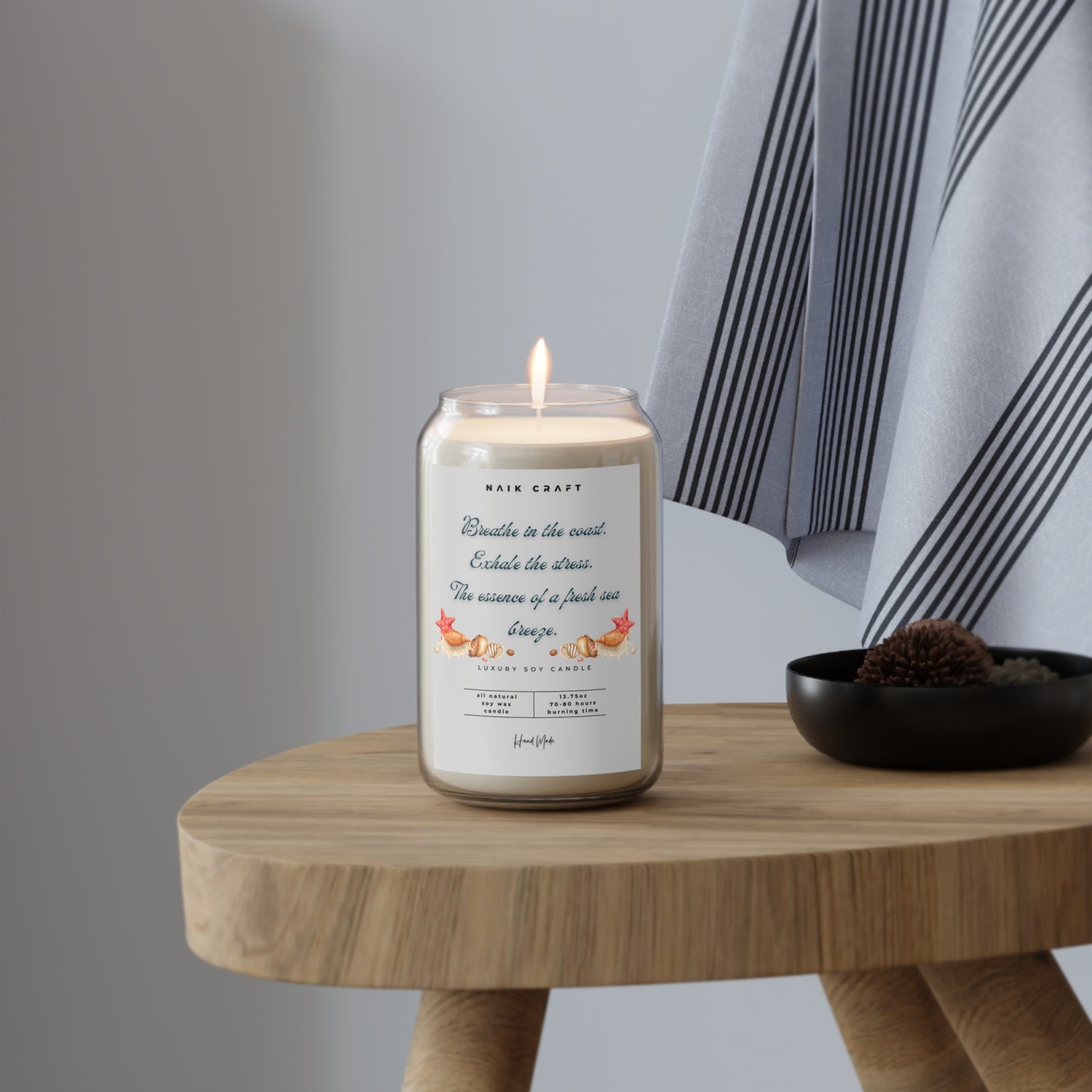 Calming Sea Breeze Candle, Aromatherapy Gift, Eco-Friendly, Home Decor, Relaxation, Gift for Her, Soy Wax Scented Candles
