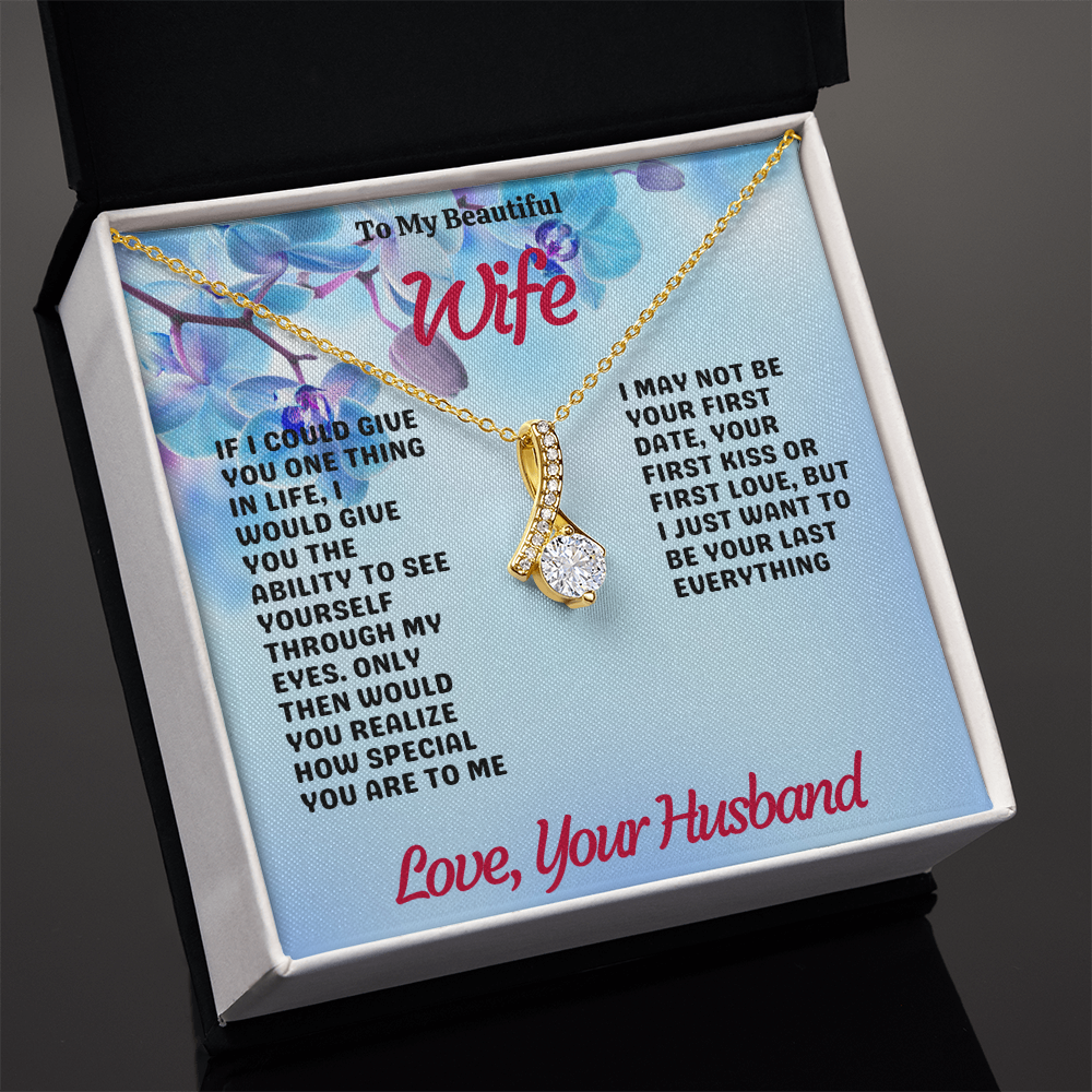To My Beautiful Wife – Alluring Beauty Necklace with Romantic Love Message | Perfect Anniversary or Birthday Gift