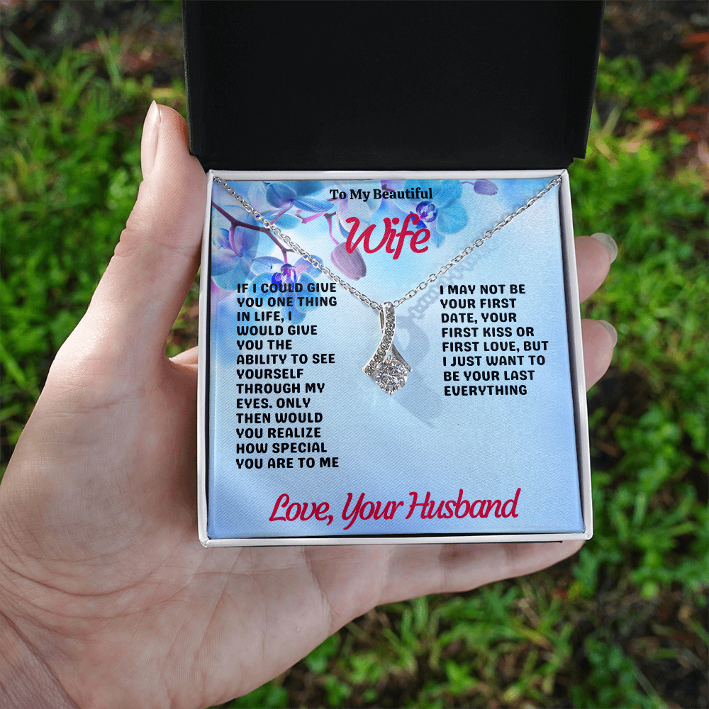 To My Beautiful Wife – Alluring Beauty Necklace with Romantic Love Message | Perfect Anniversary or Birthday Gift