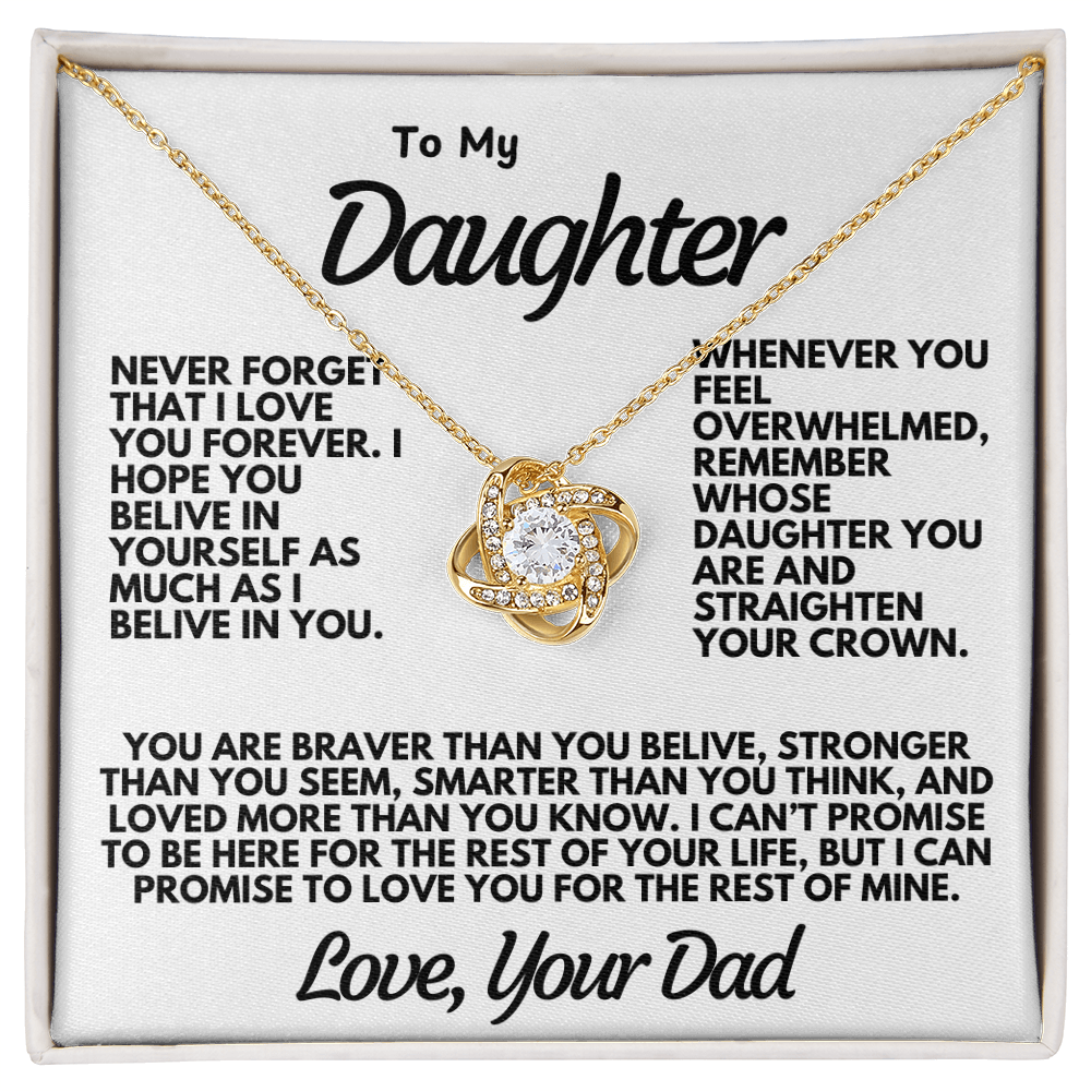 To My Daughter – Love Knot Necklace with Heartfelt Message from Dad