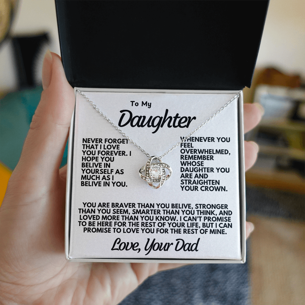 To My Daughter – Love Knot Necklace with Heartfelt Message from Dad