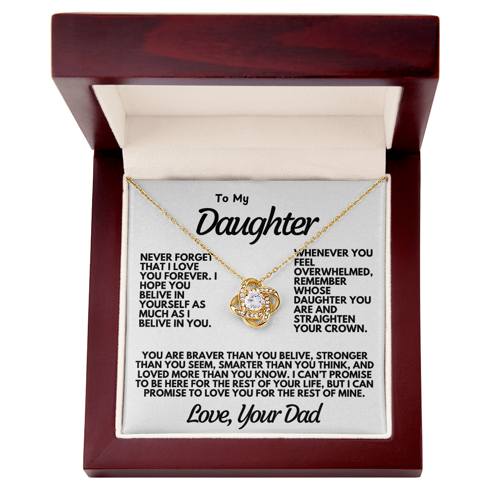 To My Daughter – Love Knot Necklace with Heartfelt Message from Dad