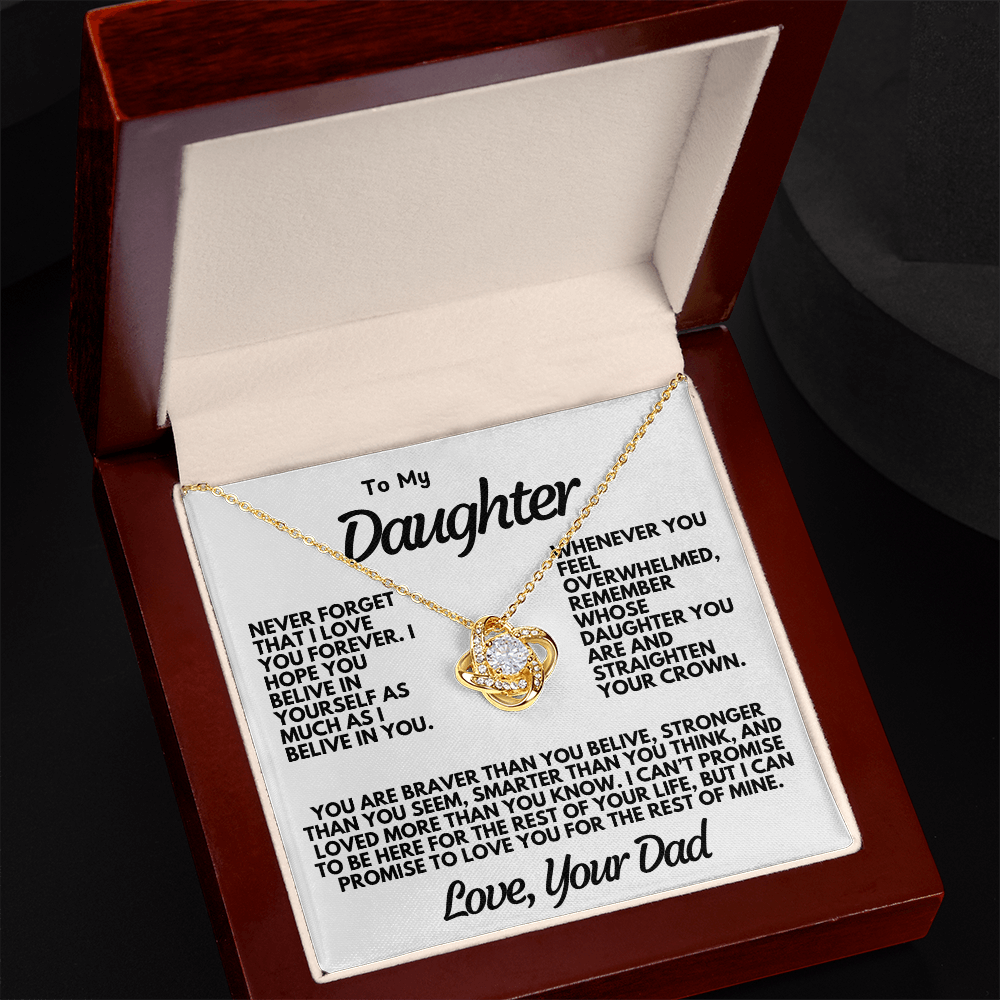 To My Daughter – Love Knot Necklace with Heartfelt Message from Dad