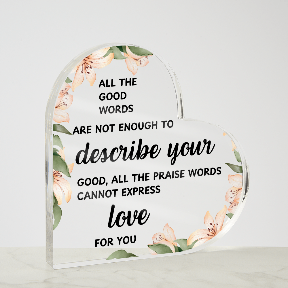 Love Message Keepsake Gift - Elegant with Touching Words for Birthday Anniversary | Heart Shaped Acrylic Plaque Gift