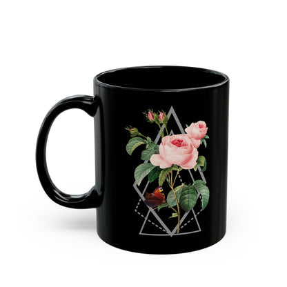 Boho Floral Coffee Mug - Hand-Painted Ceramic Cup, Cute Bohemian Design