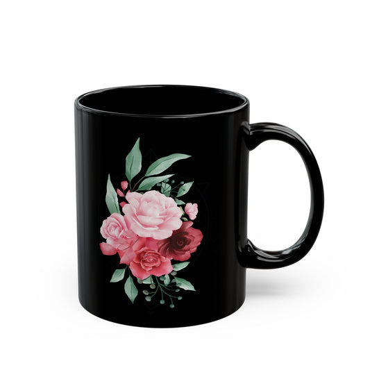 Boho Floral Coffee Mug - Hand-Painted Ceramic Cup, Cute Bohemian Design