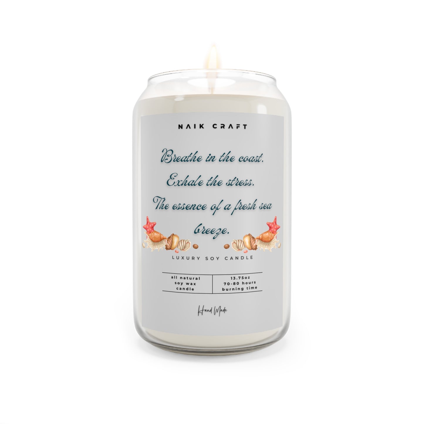 Calming Sea Breeze Candle, Aromatherapy Gift, Eco-Friendly, Home Decor, Relaxation, Gift for Her, Soy Wax Scented Candles