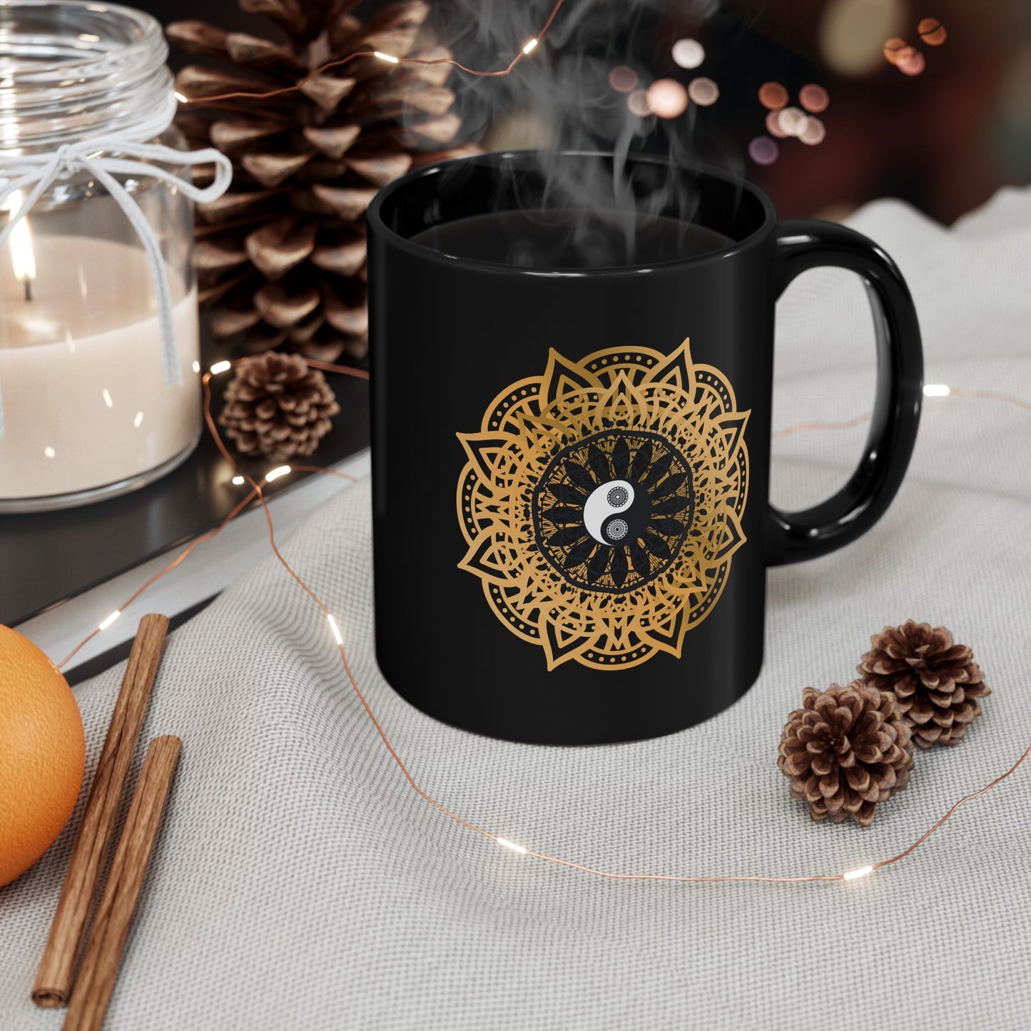 Bohemian Style Mug - Earthy Tones, Handcrafted Stoneware Coffee Cup