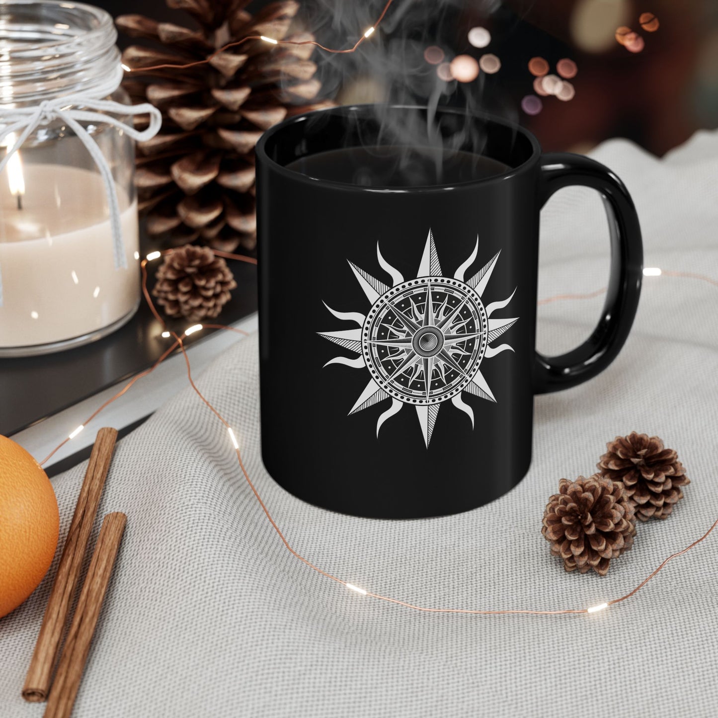 Minimalist Boho Mug - Abstract Design, Modern Ceramic Tea Cup