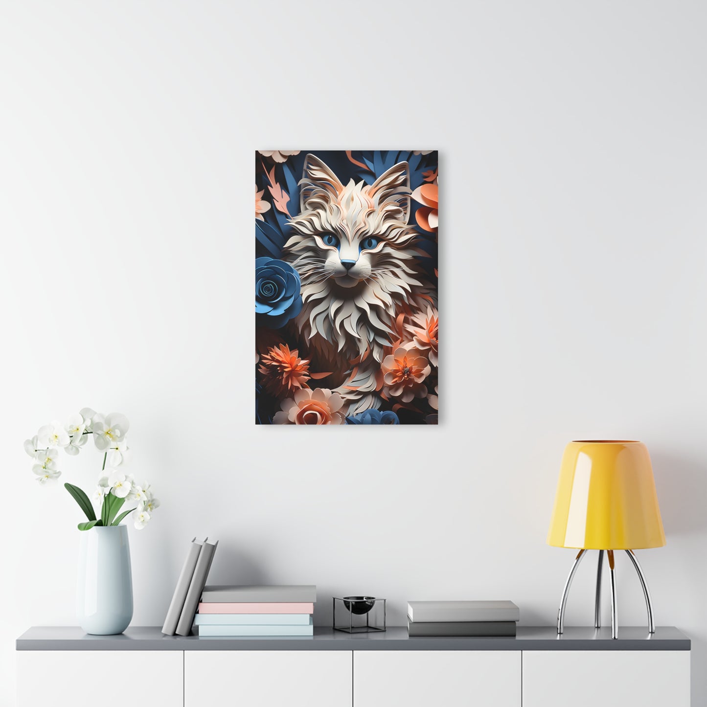 Floral Cat Acrylic Print, Wall Art, Pet Lover Decor, Home Office Art, Gift for Cat Lovers, Unique Wall Decor