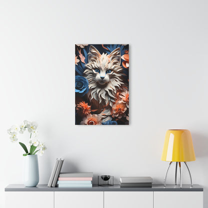 Floral Cat Acrylic Print, Wall Art, Pet Lover Decor, Home Office Art, Gift for Cat Lovers, Unique Wall Decor