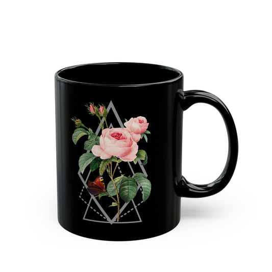 Boho Floral Coffee Mug - Hand-Painted Ceramic Cup, Cute Bohemian Design