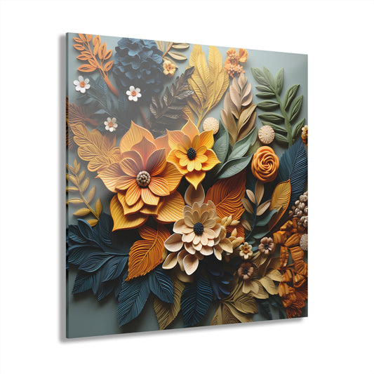 Floral Acrylic Wall Art, 3D Home Decor, Modern Wall Art, Nature-Inspired Art, Gift for Her, Interior Design