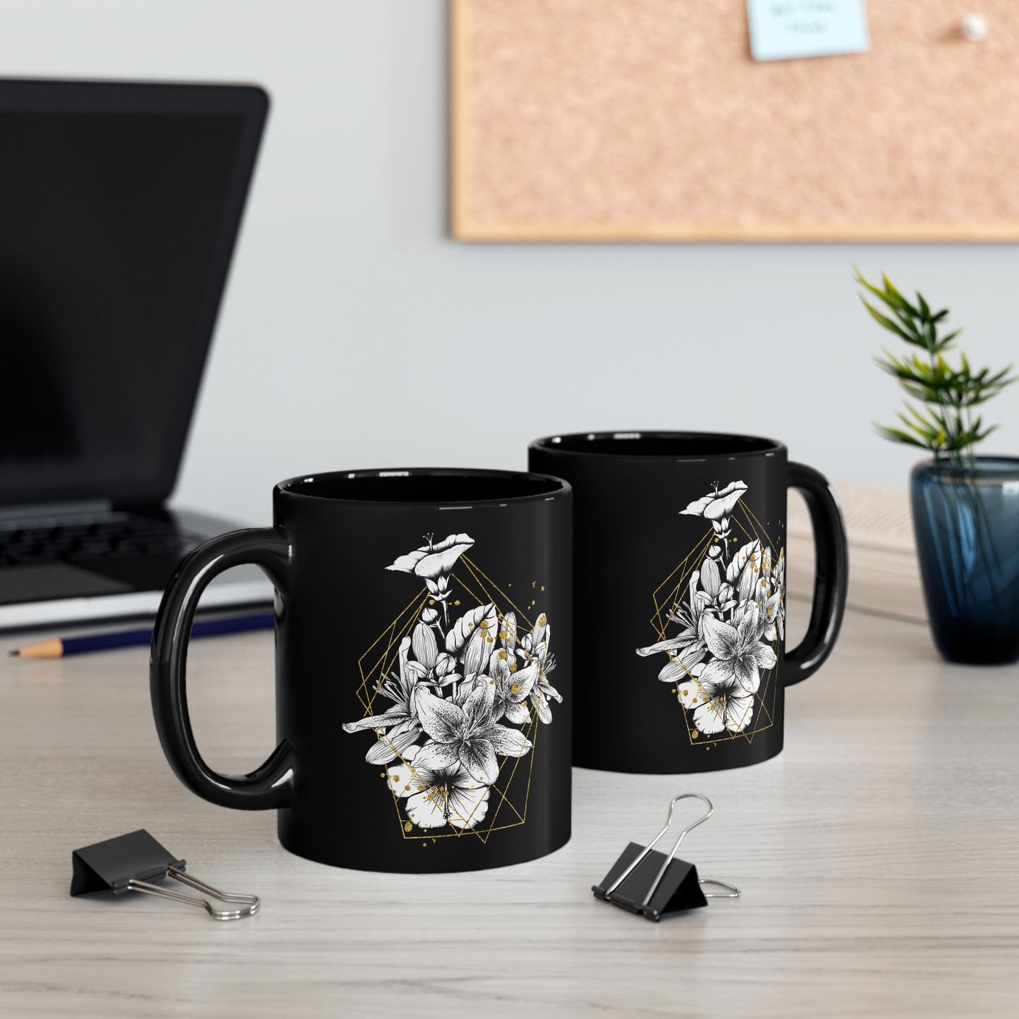 Boho Floral Coffee Mug - Hand-Painted Ceramic Cup, Cute Bohemian Design