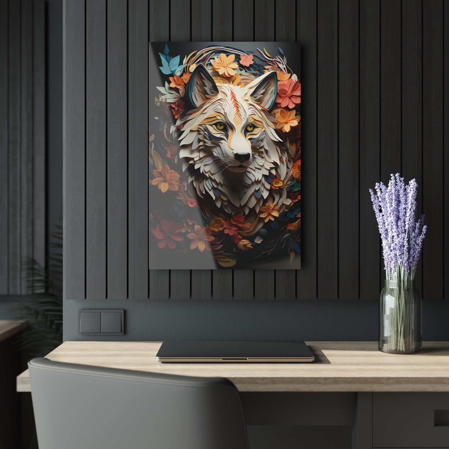 Stylish Acrylic Wall Art Print, Modern Home Decor, Minimalist Art, Animal Lover Gift, Floral Artwork for Living Room, Unique Wall Hanging