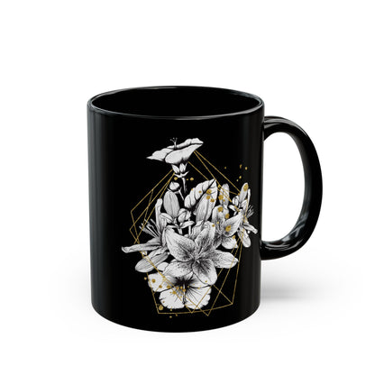 Boho Floral Coffee Mug - Hand-Painted Ceramic Cup, Cute Bohemian Design