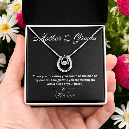 Sentimental Mother of the Groom Gift Necklace with Heartfelt Message