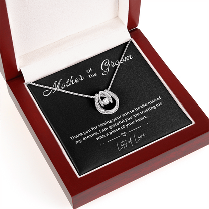 Sentimental Mother of the Groom Gift Necklace with Heartfelt Message