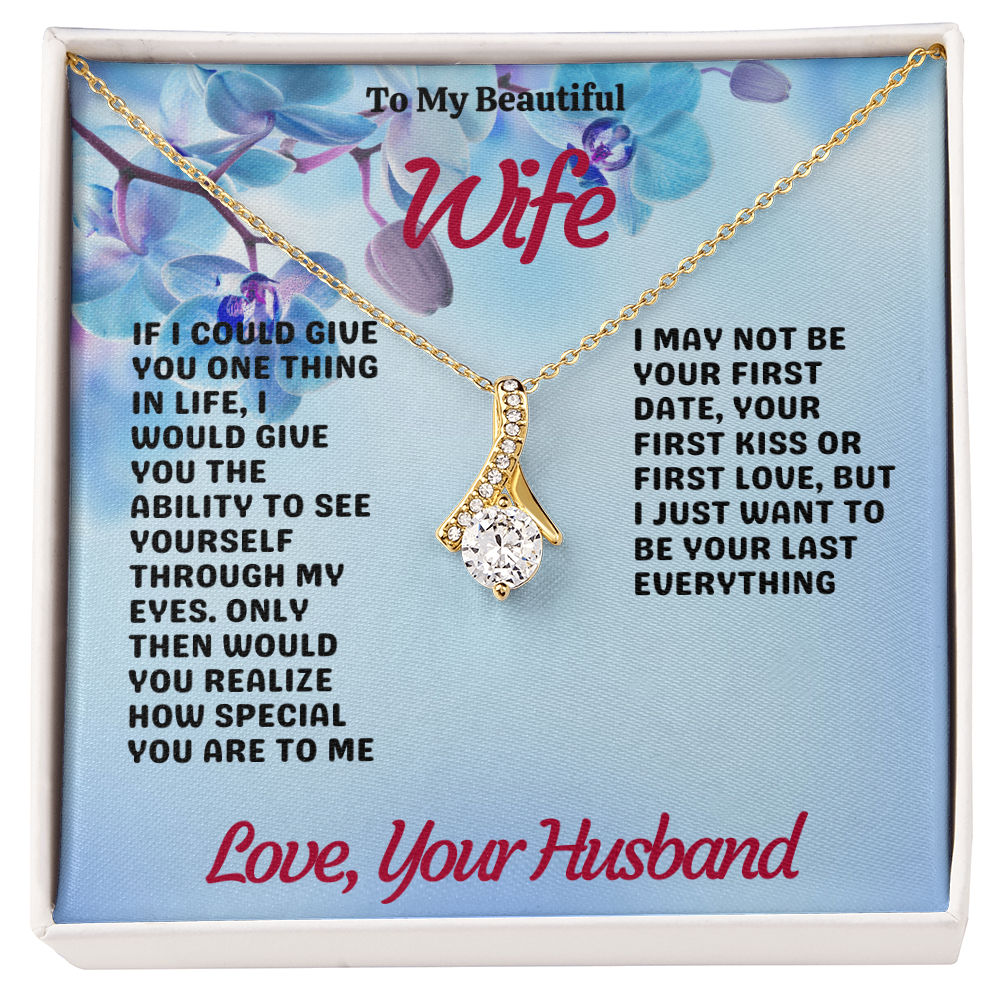 To My Beautiful Wife – Alluring Beauty Necklace with Romantic Love Message | Perfect Anniversary or Birthday Gift