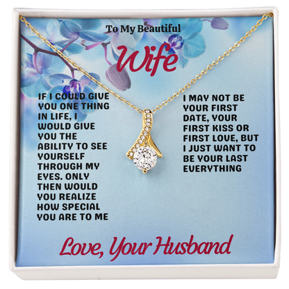 To My Beautiful Wife – Alluring Beauty Necklace with Romantic Love Message | Perfect Anniversary or Birthday Gift