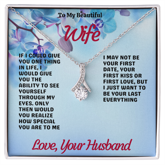 To My Beautiful Wife – Alluring Beauty Necklace with Romantic Love Message | Perfect Anniversary or Birthday Gift