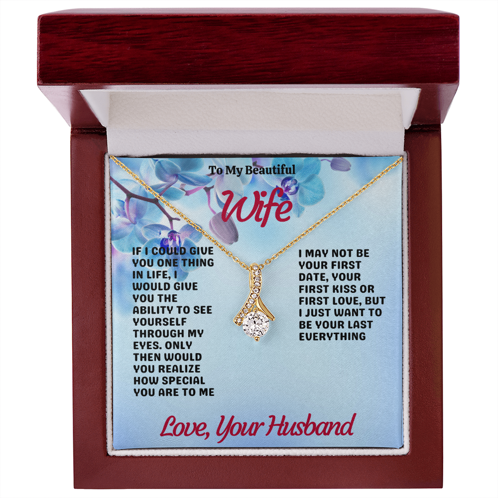 To My Beautiful Wife – Alluring Beauty Necklace with Romantic Love Message | Perfect Anniversary or Birthday Gift
