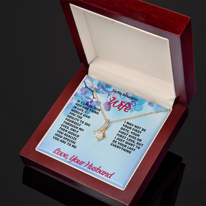 To My Beautiful Wife – Alluring Beauty Necklace with Romantic Love Message | Perfect Anniversary or Birthday Gift