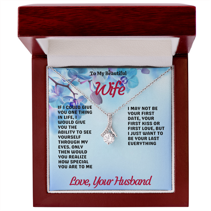 To My Beautiful Wife – Alluring Beauty Necklace with Romantic Love Message | Perfect Anniversary or Birthday Gift