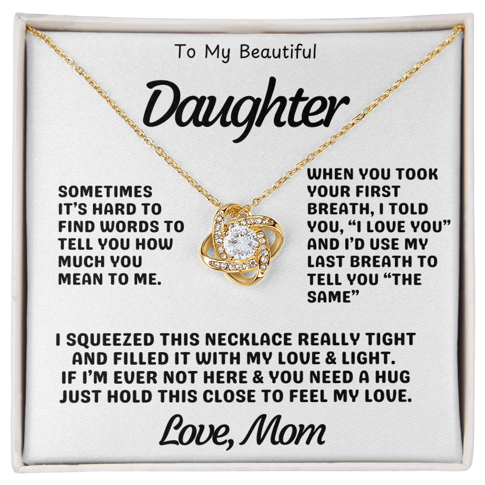 To My Daughter – Love Knot Necklace with Heartfelt Message from Mom