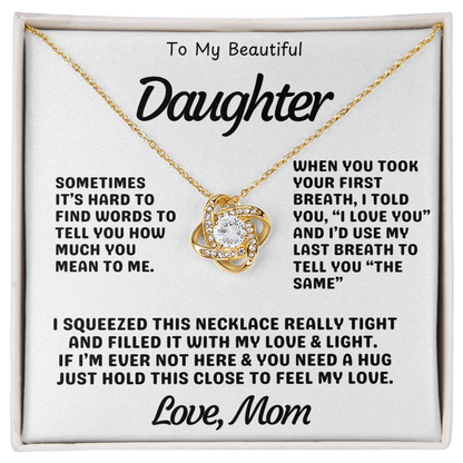 To My Daughter – Love Knot Necklace with Heartfelt Message from Mom