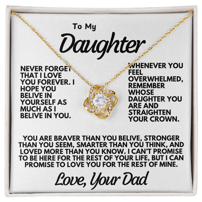 To My Daughter – Love Knot Necklace with Heartfelt Message from Dad