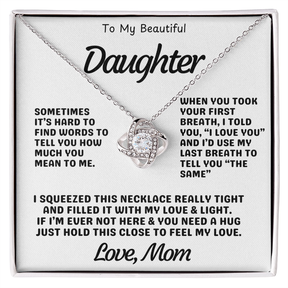 To My Daughter – Love Knot Necklace with Heartfelt Message from Mom