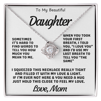 To My Daughter – Love Knot Necklace with Heartfelt Message from Mom