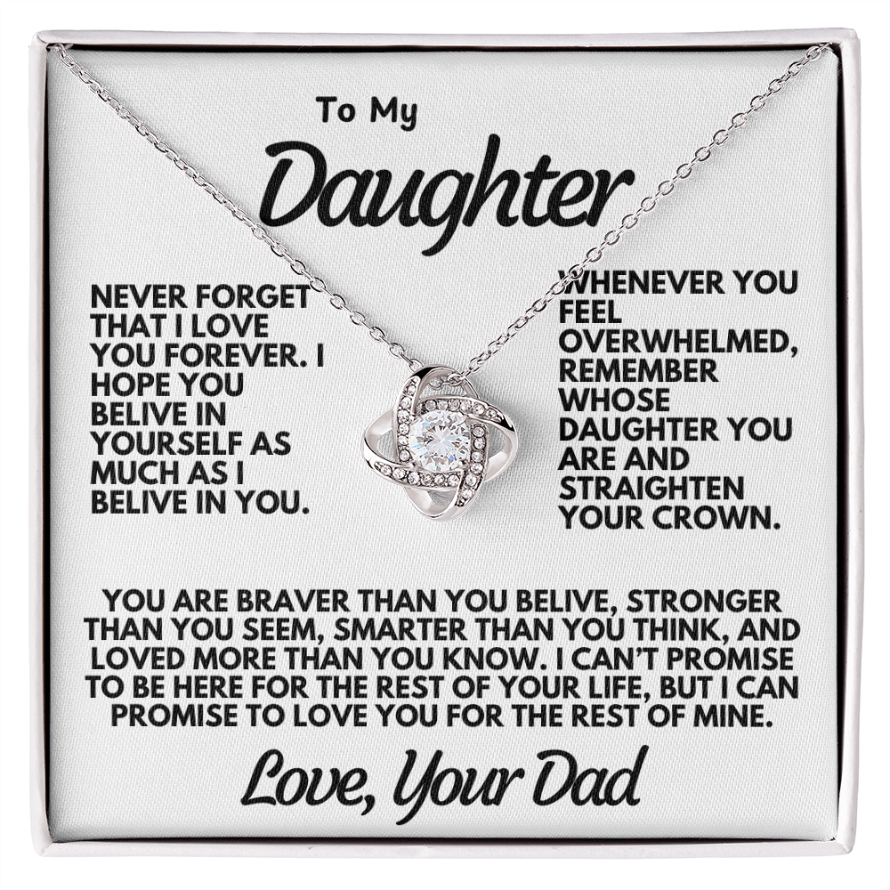 To My Daughter – Love Knot Necklace with Heartfelt Message from Dad