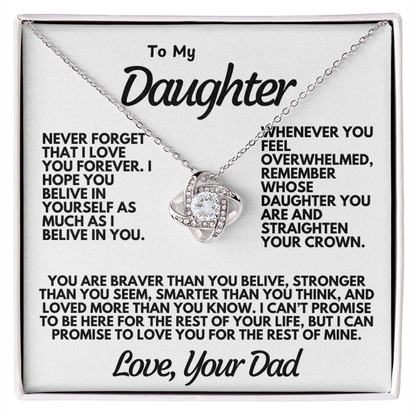 To My Daughter – Love Knot Necklace with Heartfelt Message from Dad