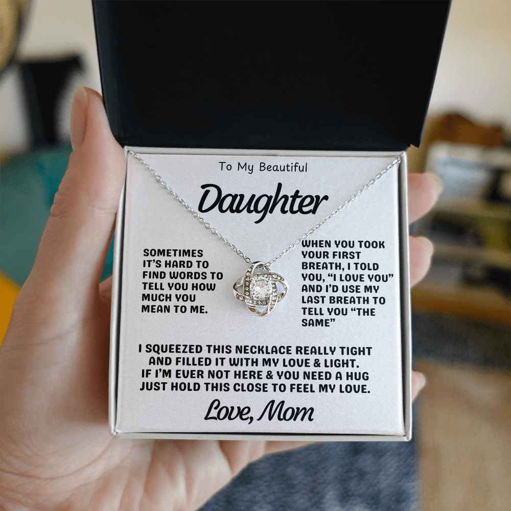 To My Daughter – Love Knot Necklace with Heartfelt Message from Mom
