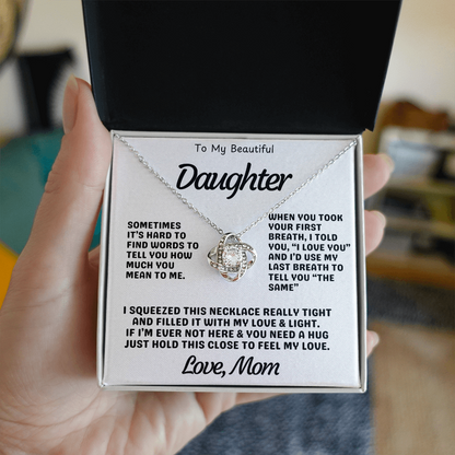 To My Daughter – Love Knot Necklace with Heartfelt Message from Mom