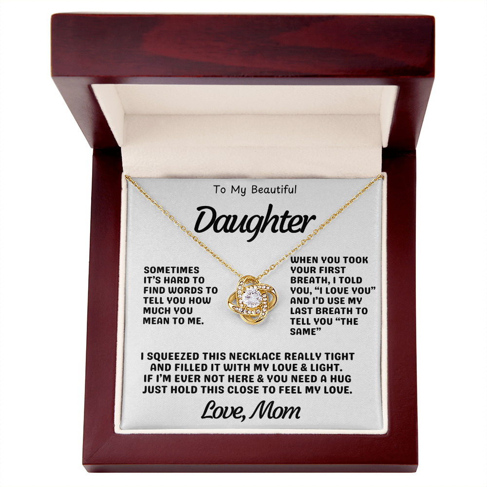 To My Daughter – Love Knot Necklace with Heartfelt Message from Mom