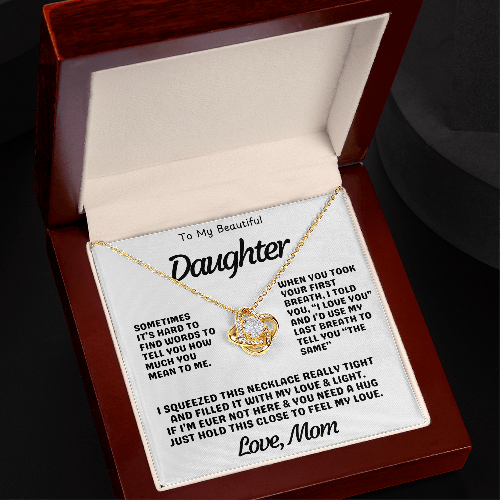 To My Daughter – Love Knot Necklace with Heartfelt Message from Mom