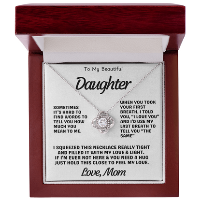 To My Daughter – Love Knot Necklace with Heartfelt Message from Mom