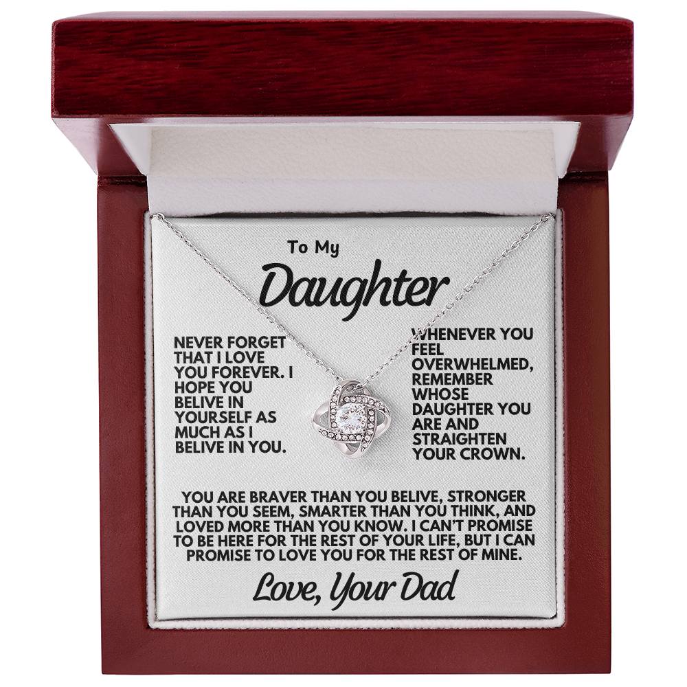 To My Daughter – Love Knot Necklace with Heartfelt Message from Dad