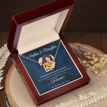 Love Between Mother and Daughter Necklace – Elegant Jewelry Gift with Touching Message Card