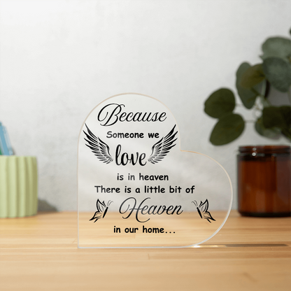 Bereavement Gift – Heaven in Our Home Plaque to Remember Someone Special | Heart Shaped Acrylic