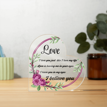 For My Forever Love | Heart Shaped Acrylic Plaque Gift