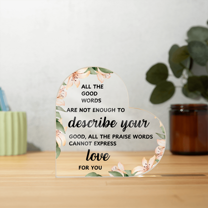 Love Message Keepsake Gift - Elegant with Touching Words for Birthday Anniversary | Heart Shaped Acrylic Plaque Gift