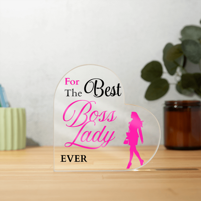 Thoughtful Gift for Boss Lady from Team | Heart Shaped Acrylic Gift