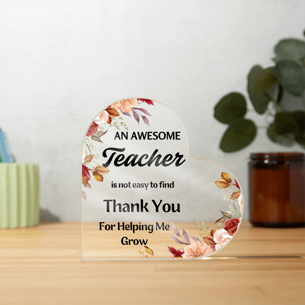 Thank You Message for Teacher | Heart Shaped Acrylic Gift